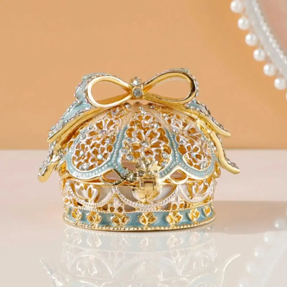 Light Luxury Crown Jewelry Box Mini Size Desktop Design Enamel Color Crown European Style Enamel Finish Ring Holder
