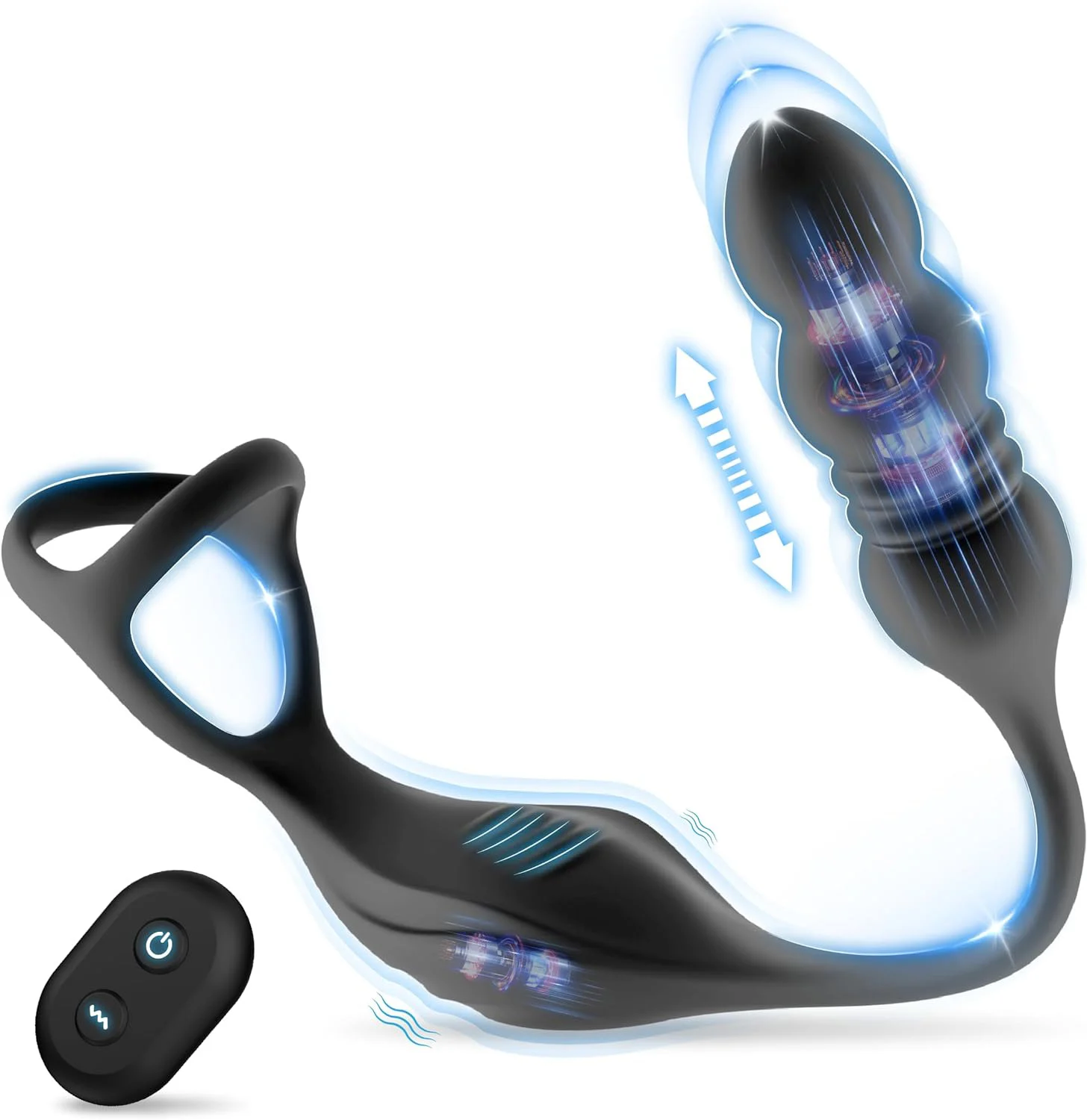 Thrusting Anal Vibrator Prostate Massager Vibrating Dildo Cock Ring Anal Butt Plug Male Adult Sex Toys for Men Women Couples Gay