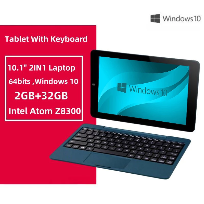 

Global Firmware 10.1'' Windows 10 64Bit Quad Core 4GB RAM 32GB ROM 2 in1 Tablet PC Z8300 S12 With Keyboard HDMI-Compatible