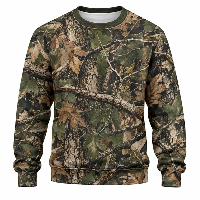 3D Print Camouflage Sweatshirt For Men Women Forest Camo Graphic Long Sleeve Casual Pullover Outdoor Streetwear Top Dropshipping