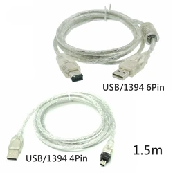 1.5M Firewire IEEE 1394 6 Pin Male To USB 2.0 4pin Male Adaptor Convertor Data Cable Cable Cord  For Camera DV Acquisition Card