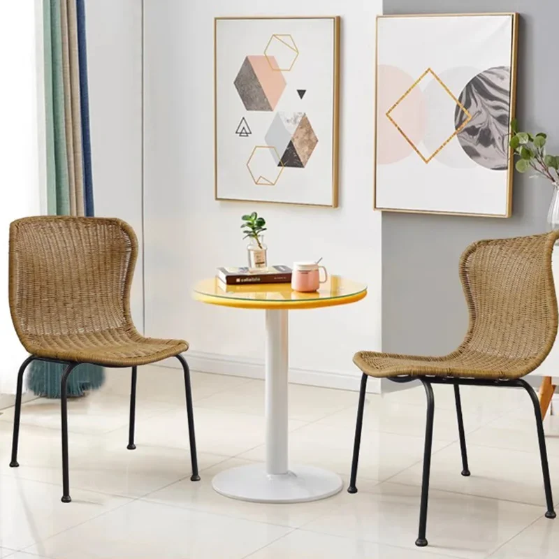 

m Скандинавские винтажные стулья, современные повседневные железные художественные стулья из ротанга для ресторана, эргономичная мебель со спинкой m