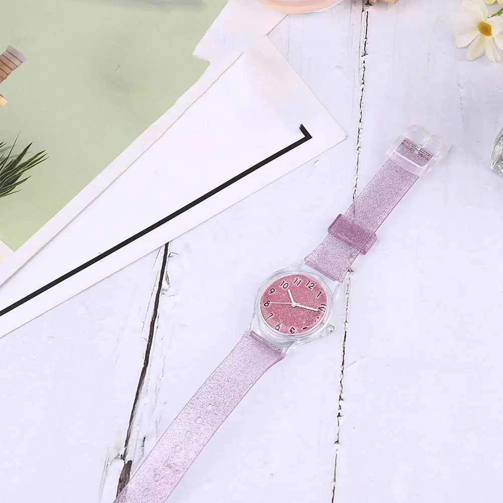 

1 шт. силиконовые часы с блестками, прозрачный блестящий ремешок, креативный яркий узор, стильные наручные часы, удобные в носке