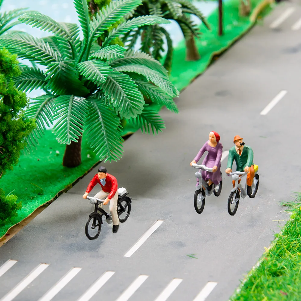 1pc/2pcs/6pcs Ho Scale 1:87 Miniature Cyclist Rider Figures Model ABS Painted People Architecture Building Layout Random Types