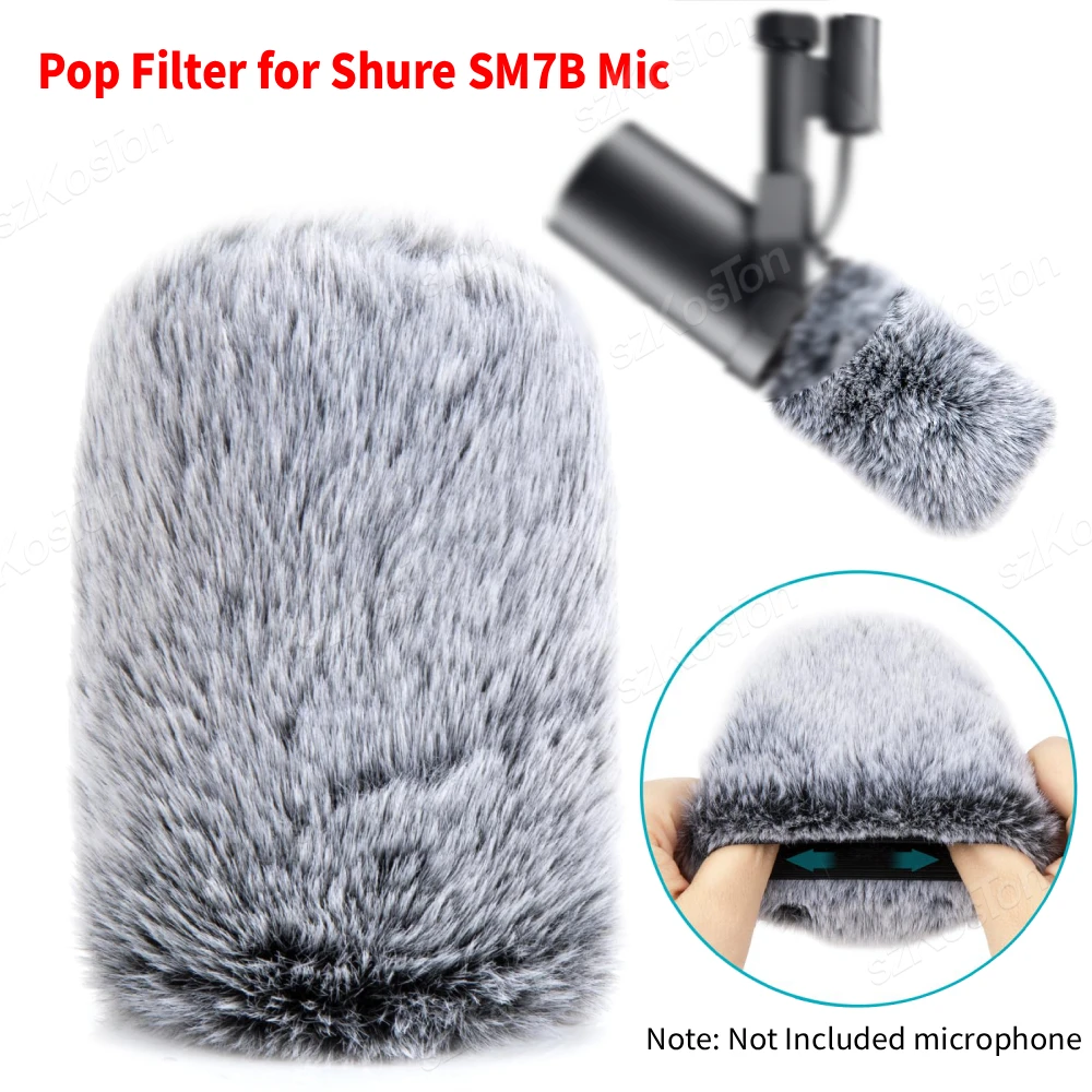 Filtro pop de redução de ruído para microfone shure sm7b capa de espuma peludo pára-brisas microfone muff capa de vento para microfone sm7db