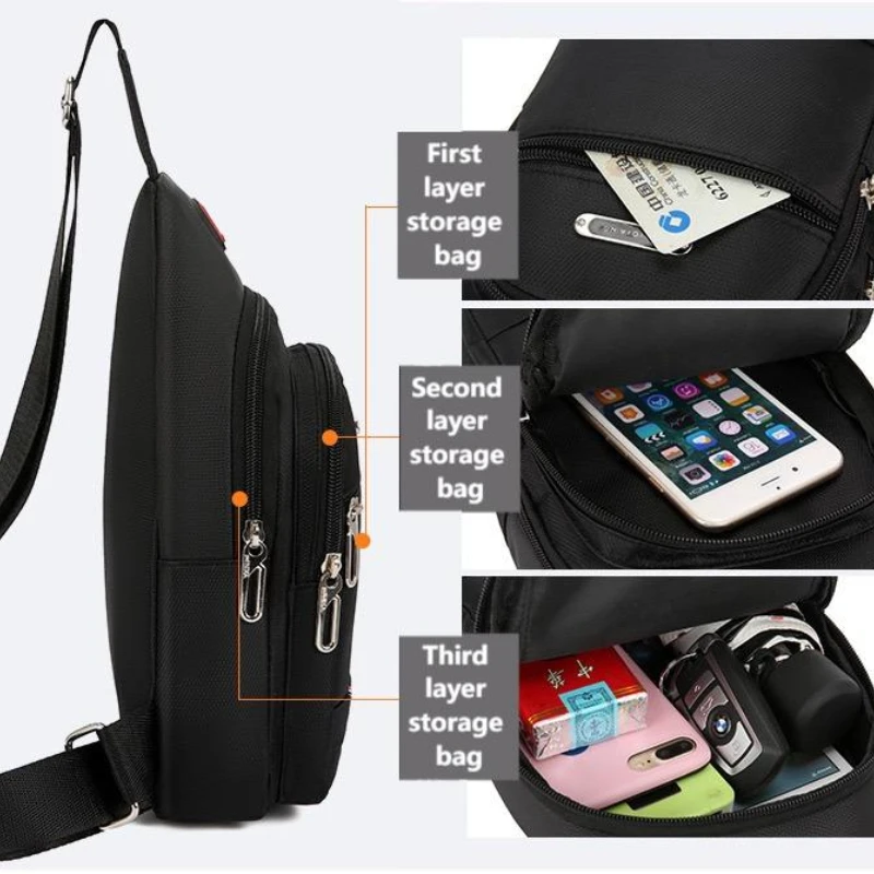 Mini Sling Bag for Women and Men Small Crossbody Bag Casual Trendy Waterproof Phone Chest Bag for Travel Headphone jack