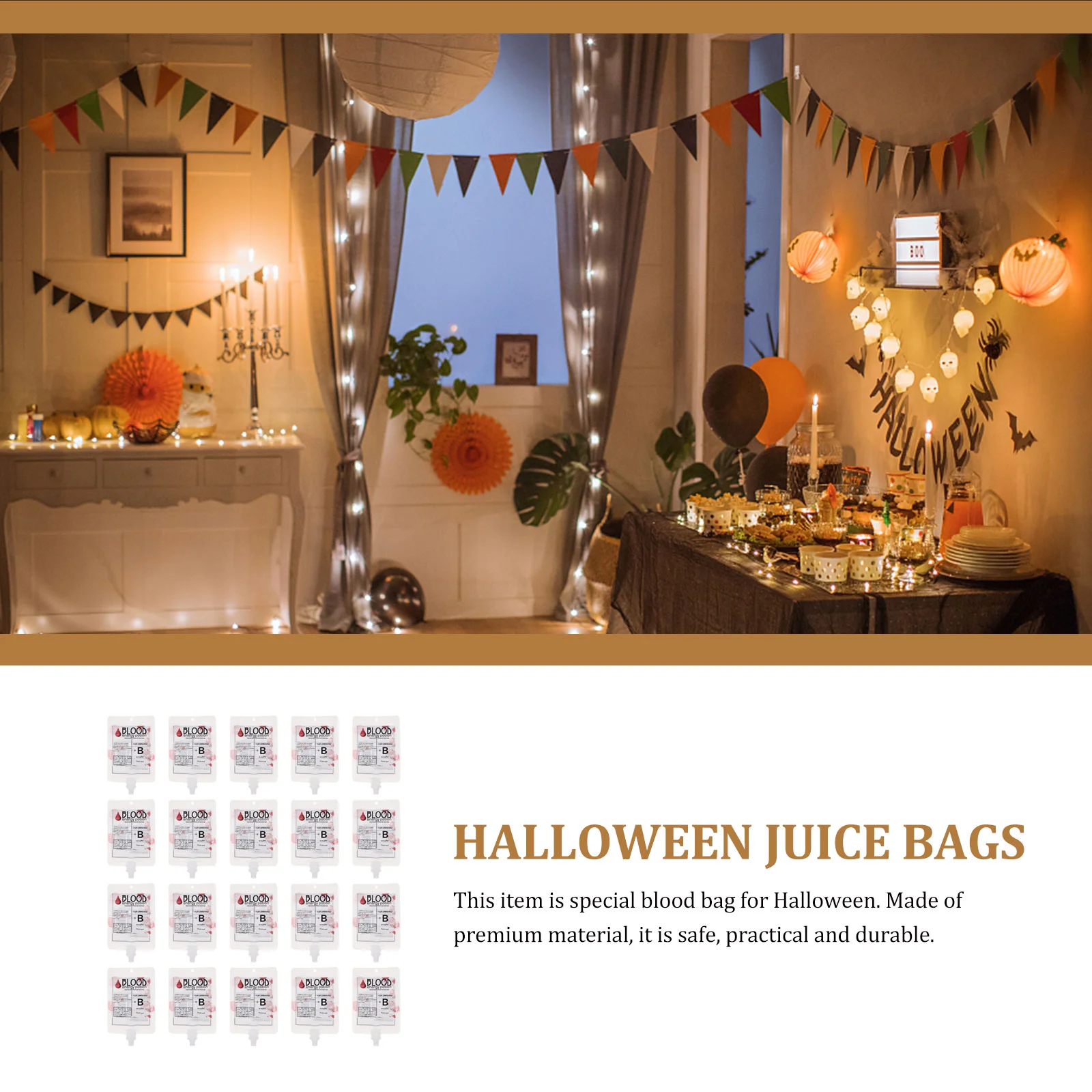 20 Pcs Plasma Drink Bags Pouches Liquid Halloween Juice Drinking Party Supplies Containers