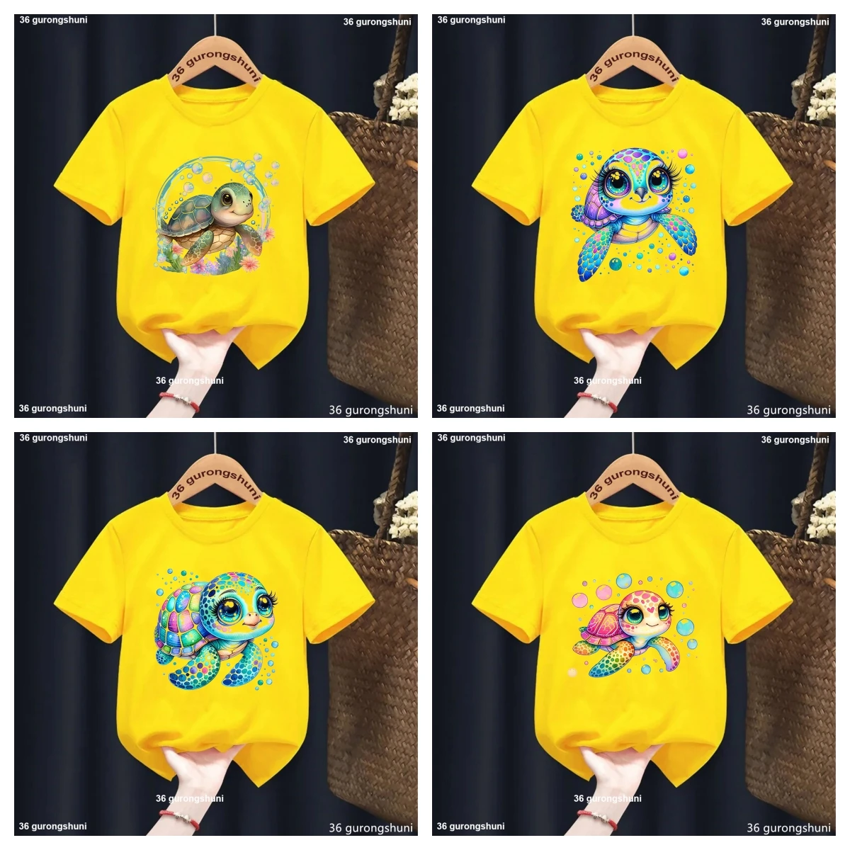 2025 New Boys T shirt Funny Turtle Prints Tshirt Marine Creatures Cartoon Toddler T-Shirt Summer Boys Grey Short sleeve Tops