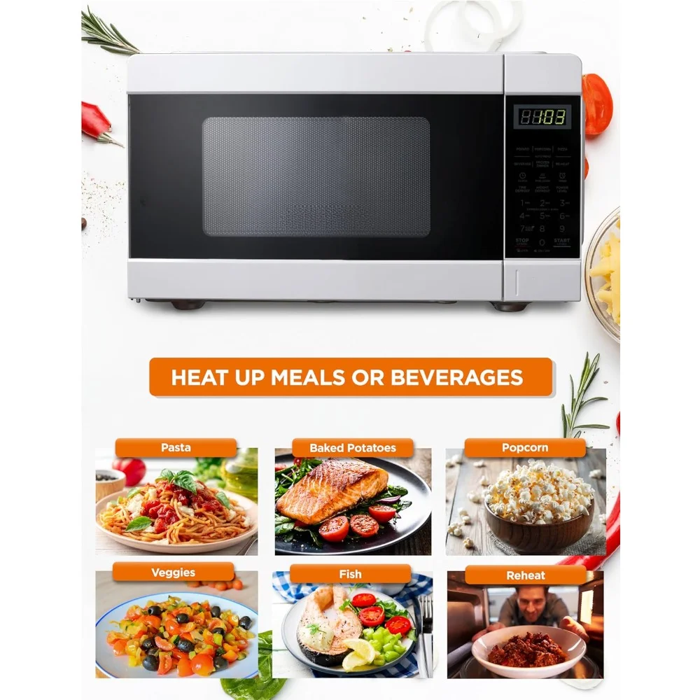 Microwave Ovens, 0.9 Cubic Feet Microwave Oven, 10 cooking power levels & Six one-touch quick cook, Desktop Microwave Ovens