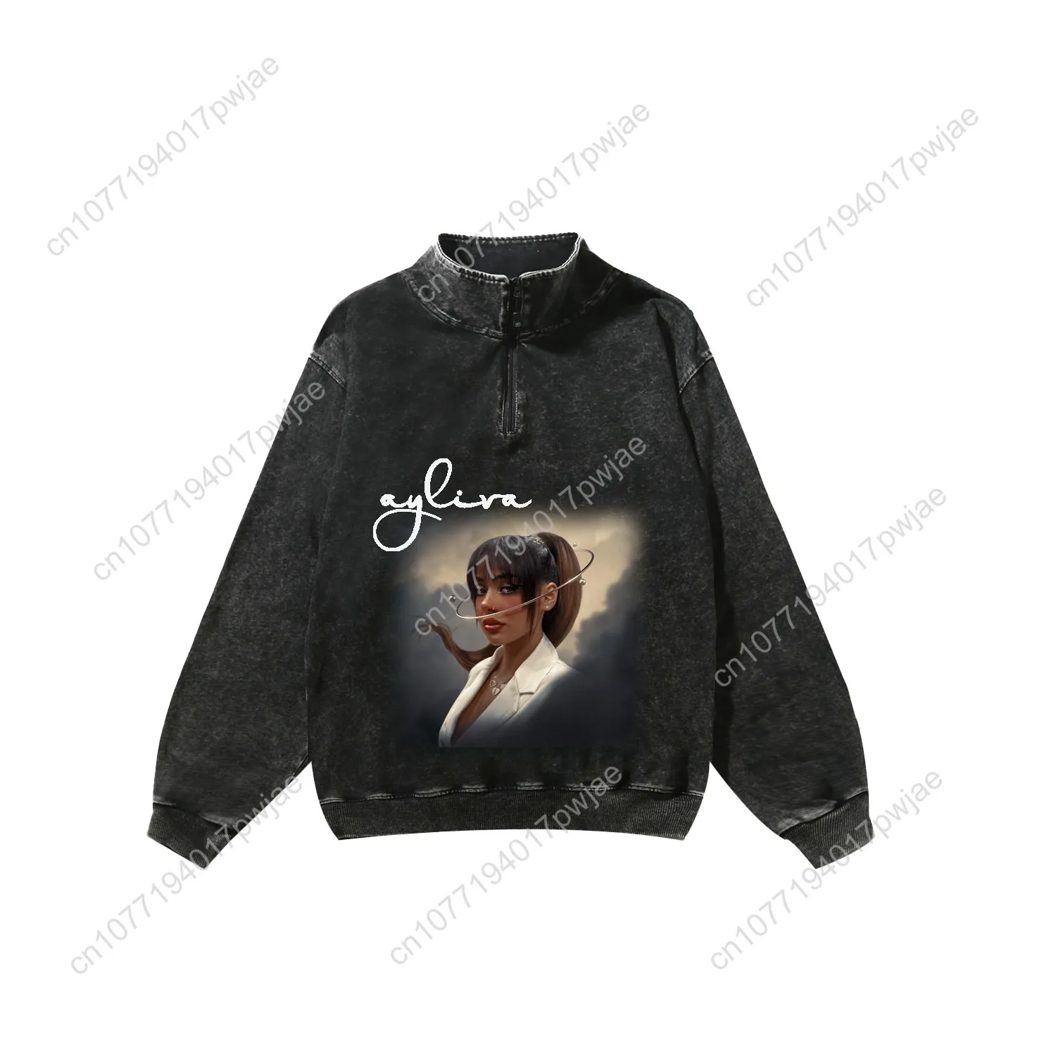Ayliva Schwarzes Herz Wunder Felpa retrò personalizzata Uomo Donna Mezza cerniera Felpa vintage Foto Top su misura