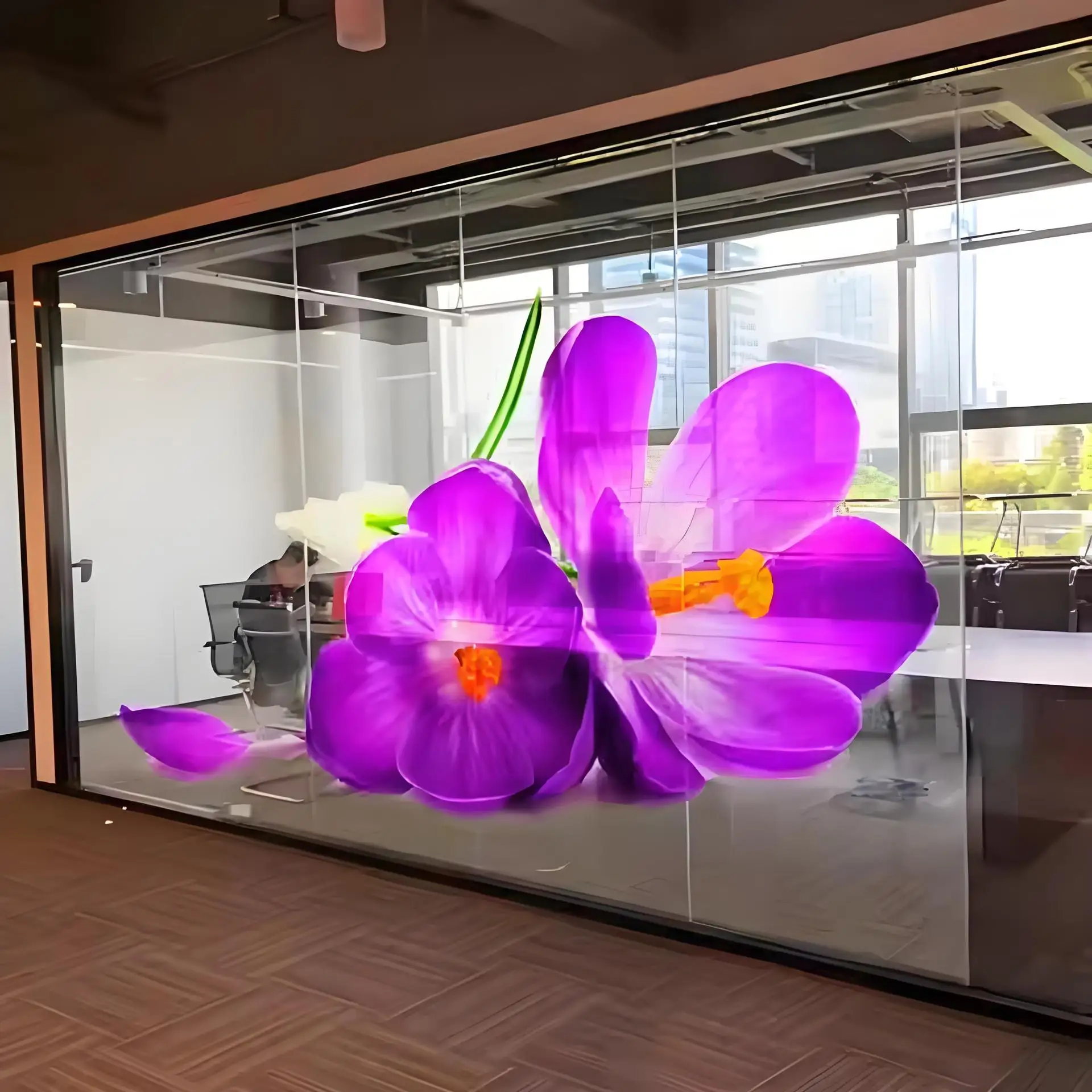 Customized High Definition IP65 Waterproof Window Advertising Holographic Screen Flexible Glass Adhesive Led