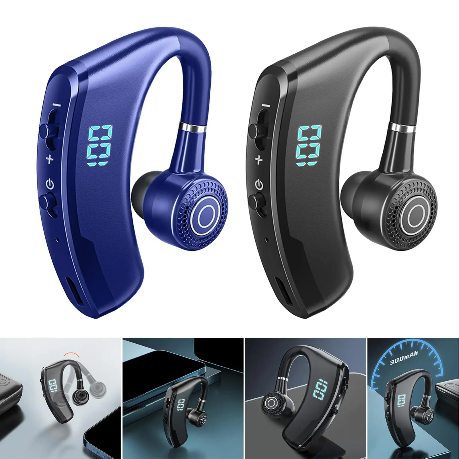 Bluetooth Headset Sweatproof 68H Talking Time Noise Reduction for Jogging Indoor