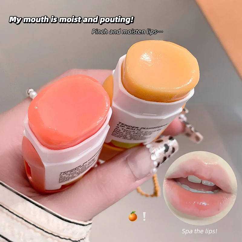 Gegebear Large-Capacity Lip Balm Keychain Pendant, Fruit-Flavored Moisturizing Lip Care, Perfect Lip Gloss + Pendant