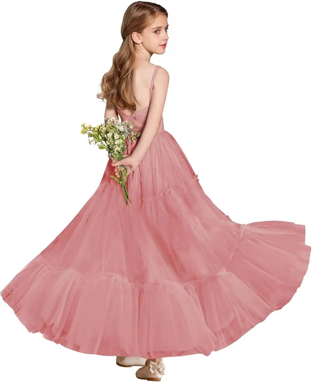 فساتين بوهو لفتاة الزهور لحفلات الزفاف من التل الكشكشة فستان رسمي بدون ظهر للحفلات والعطلات فساتين فتاة الزهور #1