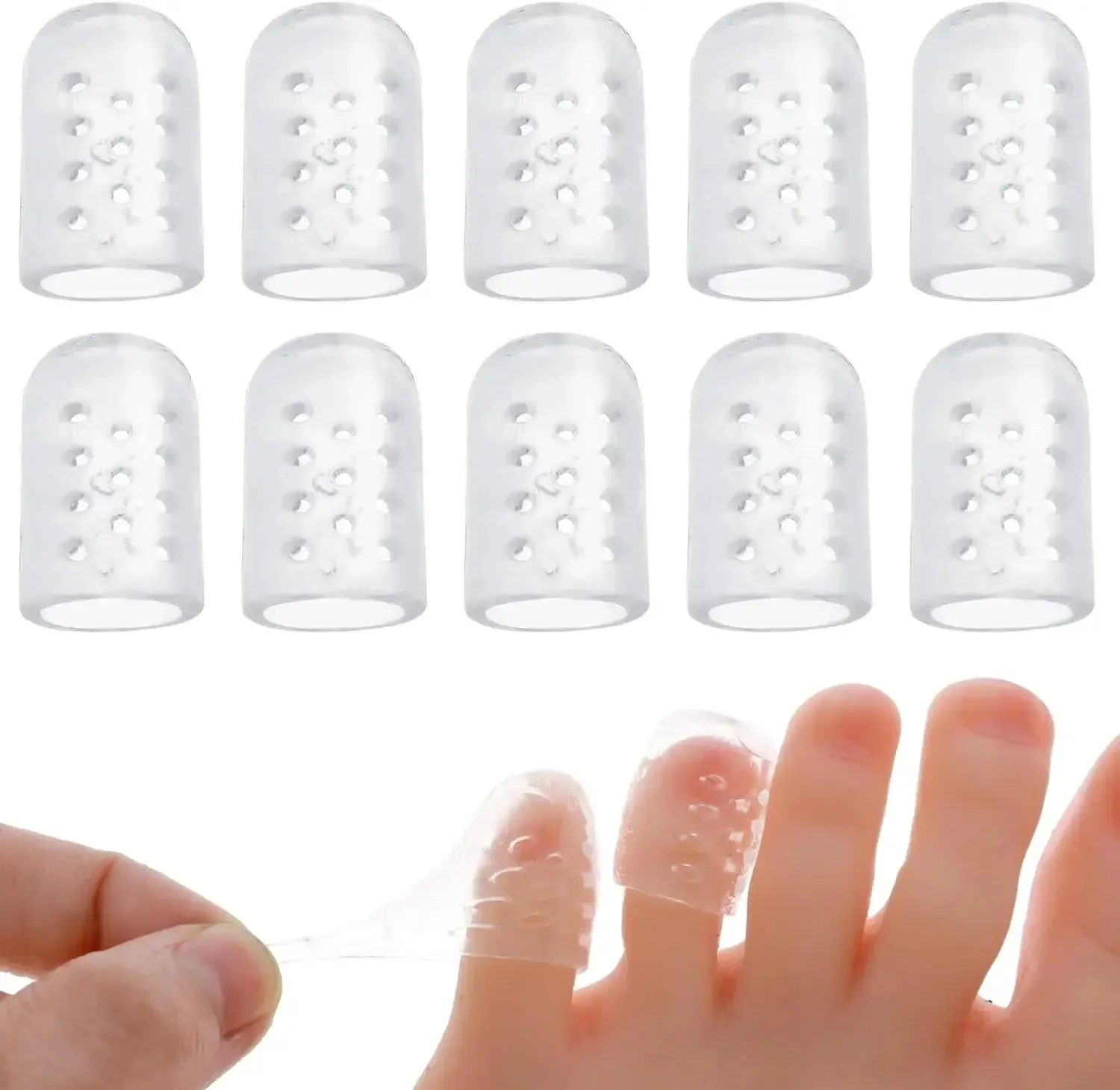 20pcs Transparent Breathable Silicone Toe Protectors Prevent Blisters, Calluses And Corn, Comfortable With High Elasticity image 2