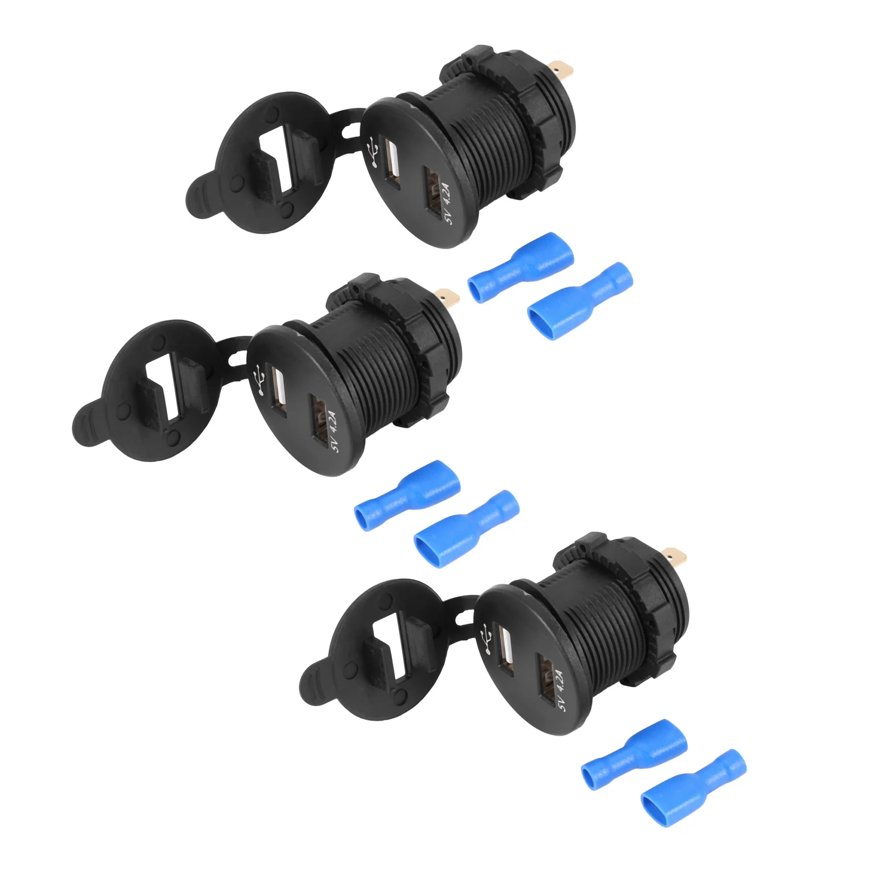 Simple 3X USB Car Socket 12V Car 5V 4.2A Dual USB Car Waterproof Car Cigarette Adapter Adapter