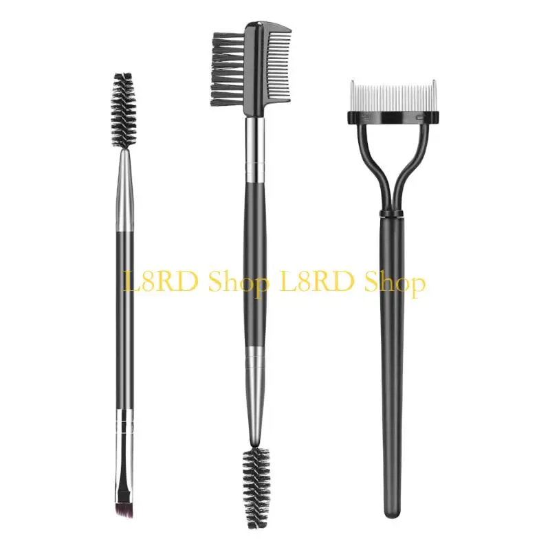 L8RD 3PCS 속눈썹 빗질 래쉬 분리기 브로우 브러시 및 눈썹 스풀 리 제거 덩어리 마스카라 전문 아이 메이크업 도구