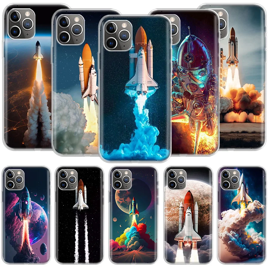 Space Shuttle Navigation Phone For Apple Iphone 14 12 13 15 Pro Max Mini 11 16 Plus X XS XR Case SE 2020 Shell Cover Clear TPU