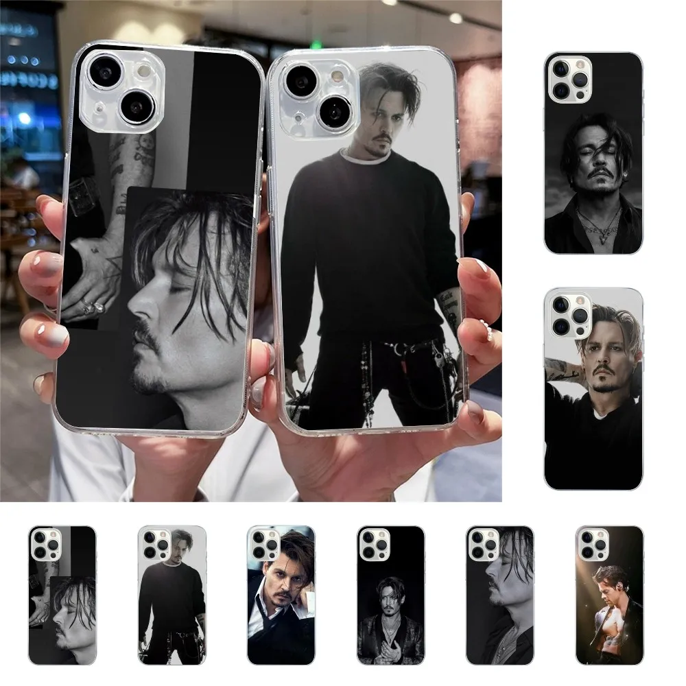 johnny depp Phone Case For Iphone 15 11 13 14 Pro Max 7 8 Plus X Xr Xs Max Se2020 12mini Transparent Cover