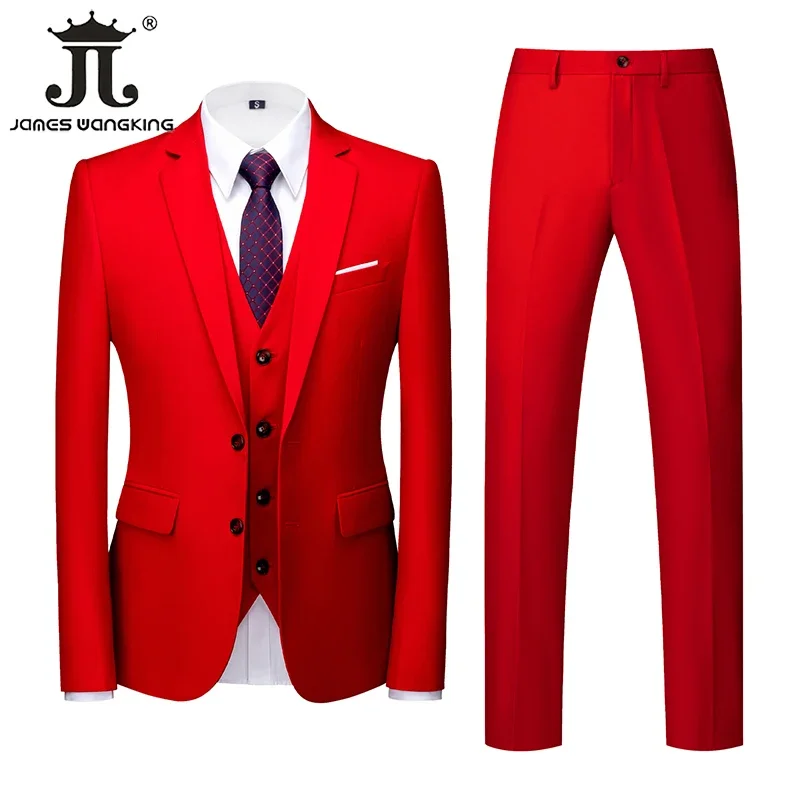 Jacket Vest Pants Single-breasted Slim Mens Suit Business Casual Work Professional Wear Wedding Groomsmen Suit 3pcs and 2pcs Set