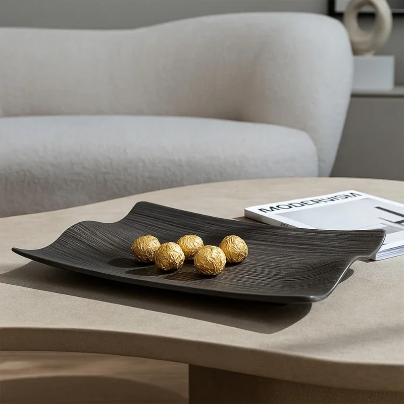 Ceramic fruit plate Ceramic craft plate Pull line Minimalist style Living room ornament Household jewelry