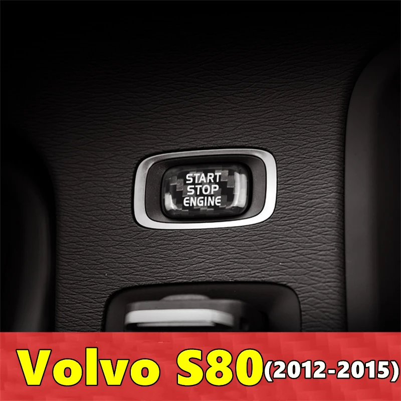 

For Volvo S80 Car Engine Start Stop Button Cover Real Carbon Fiber Sticker 2012 2013 2014 2015