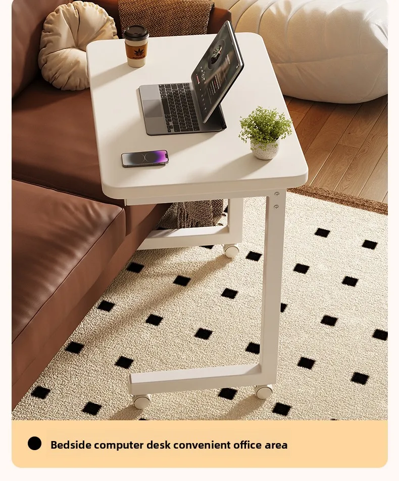 

Multifunctional Mobile Laptop Desk Bedside Table with Wheels Simple Sofa Side Table Home Office Workstation
