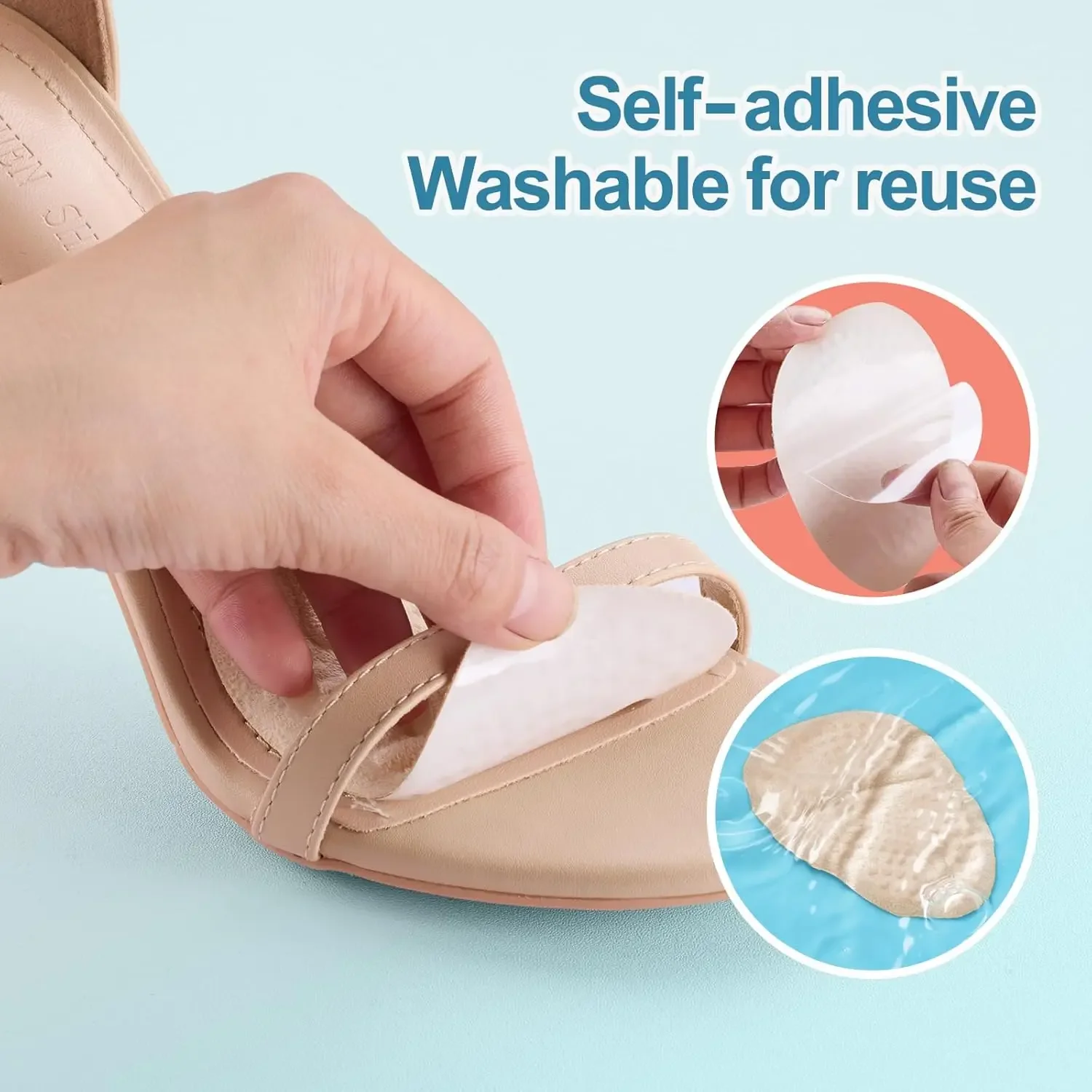 2 Sets Heel Pads, Ball of Foot Cushions, Metatarsal Pads,shoe inserts for women,All Day Foot Pain Relief, Extra Comfort, No More Soreness(Beige&Black) view 6