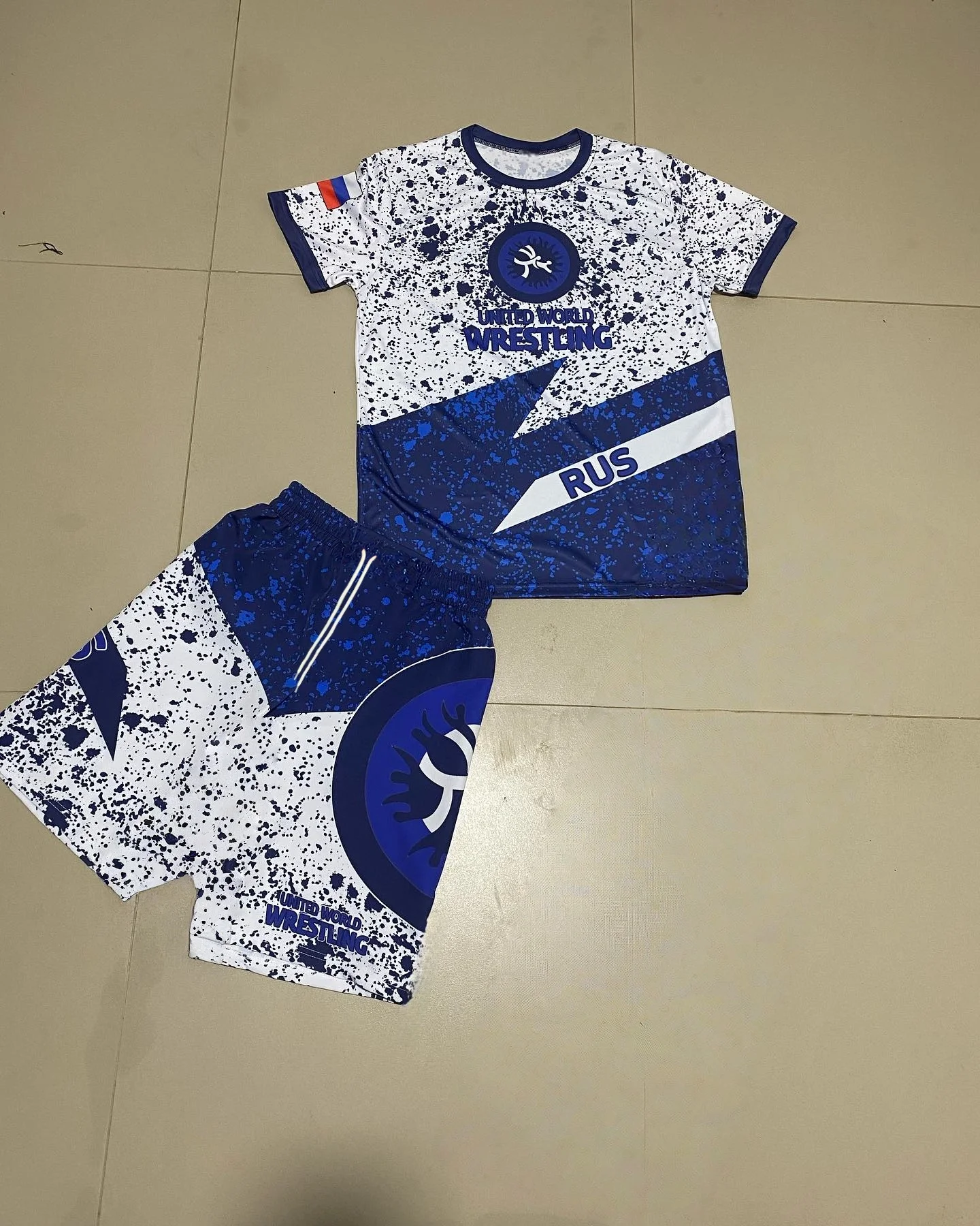 

Men's Summer 2025 Fighter Boxing Sports Wear Set Short Sleeved Print T-shirt & Shorts 2-Piece Fashionable & Comfortable Suit