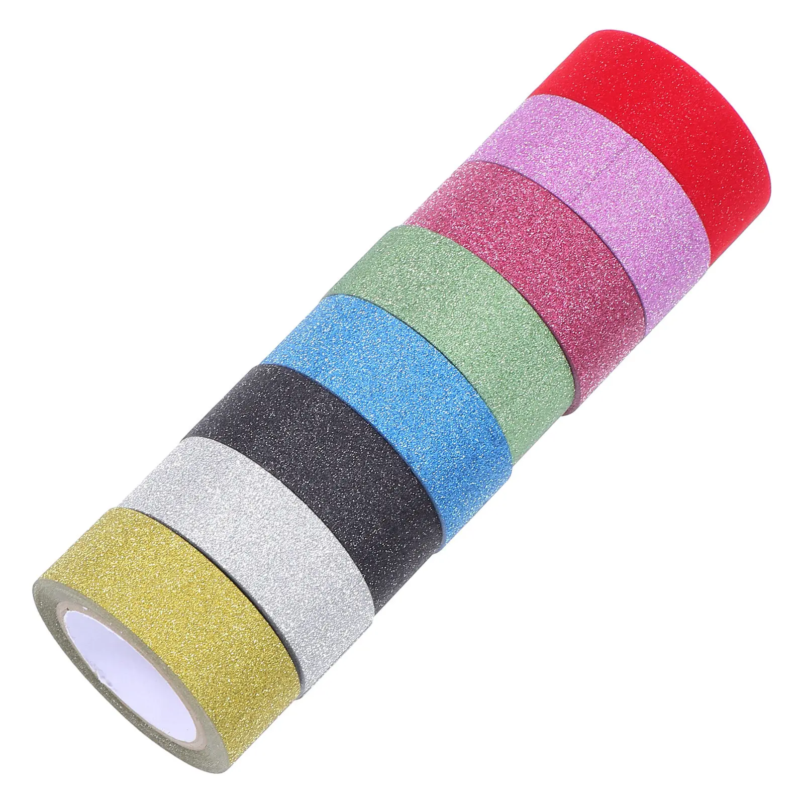 8Rolls Decorative Tape Roll For Notebook Decoration Tape New Years Party Decor Colored Glitter Washi 15MM Strong