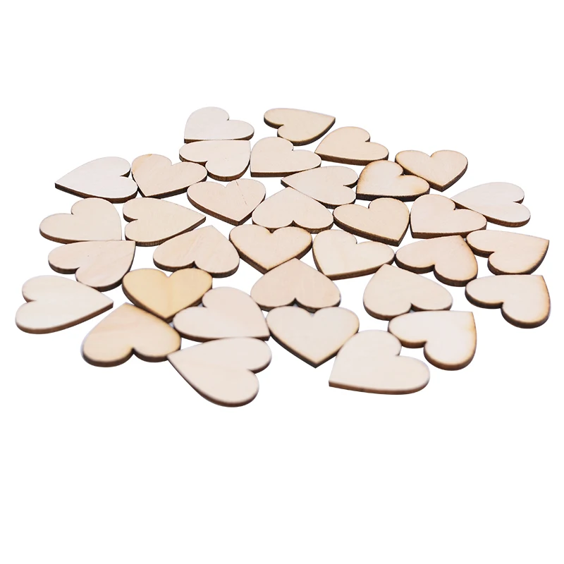 50-200Pcs Unfinished Wooden Hearts Blank Wood Slices Heart Love DIY Crafts Natural Crafts Supplies Wedding Table Centerpieces