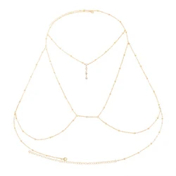 Harness Body Chest Chains Rhinestones Men Necklaces Sexy Charm Chain Nightclub Wear Bondage Costume Fashion Gift