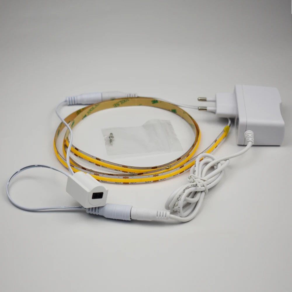 Tira de luz de gabinete activada por onda manual, Sensor IR, iluminación debajo del gabinete, cinta de luz con enchufe UE EE. UU. para cocina, armario, estantería