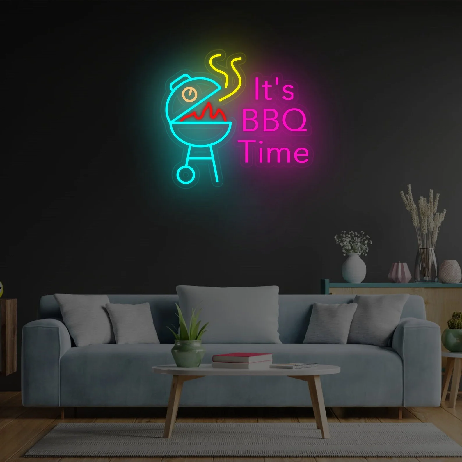 It’s BBQ Time Neon Sign, Light Up Your Grill Zone, BBQ Neon Sign. Barbecue Led Neon Decor. Grill Neon Sign