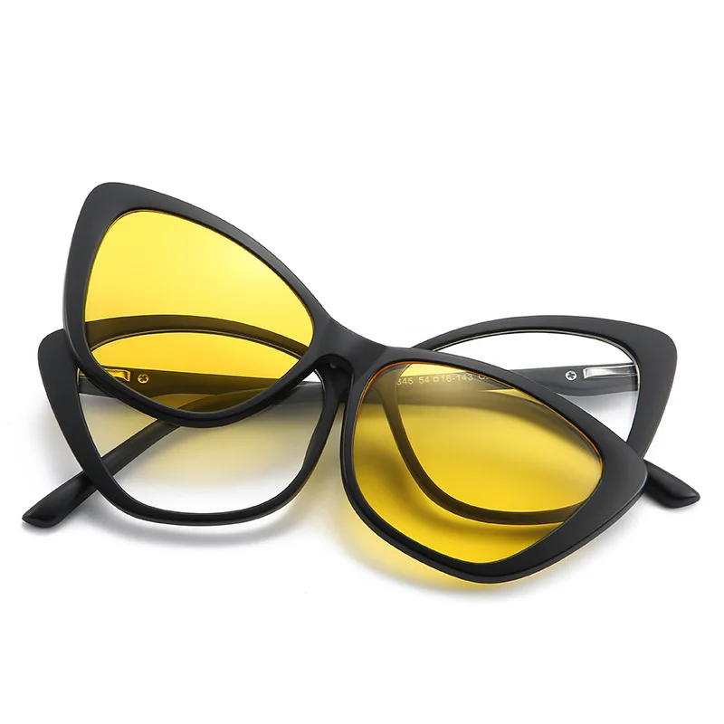 Braz 6 في 1 موضة عين القطة قصر النظر النظارات الشمسية المستقطبة مشبك مغناطيسي وصفة طبية الرجال النساء إطارات النظارات البصرية-0.5 إلى -10 #4