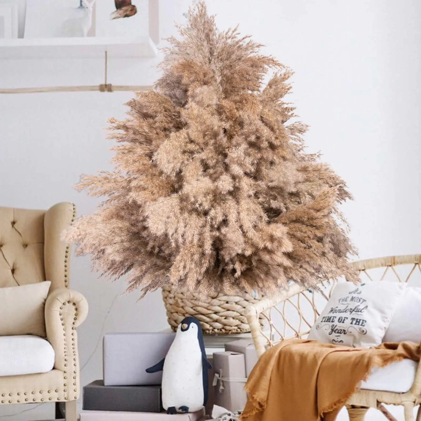 Large Pampas Grass Boho Dried Flowers, Fluffy Pompas, Floral Natural Pompus, Grasses, Wedding Party Decor,DIY Boho Centerpieces