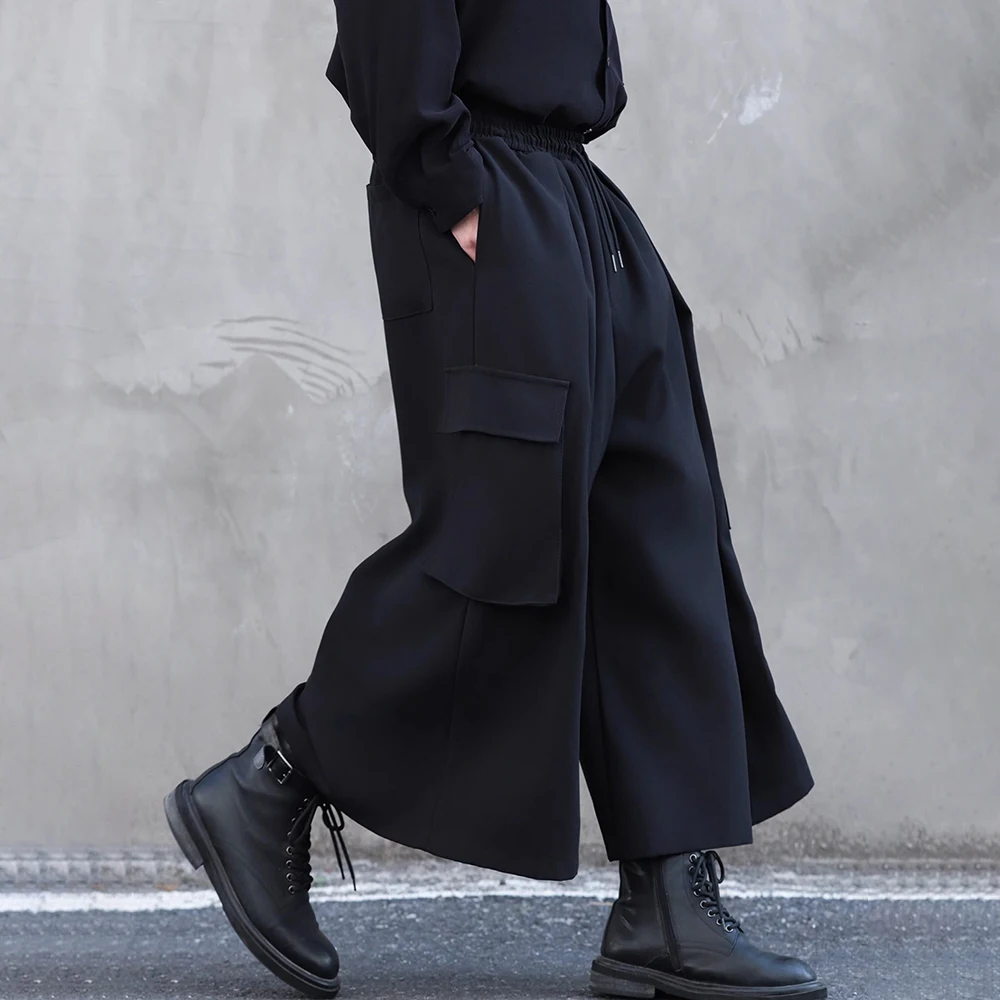 

Mens Cargo Skirt Pants Dark Large Pocket Casual Pants Streetwear Fashion Youth Stage Performance Wide Leg Pants Men'S Wear 2026