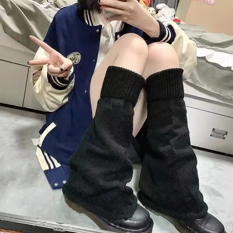 Subculture Leg Cover Autumn and Winter Knitting Millennium Harajuku Calf Jk Socks Piled Socks Medium Tube Socks Horn Wide Legs