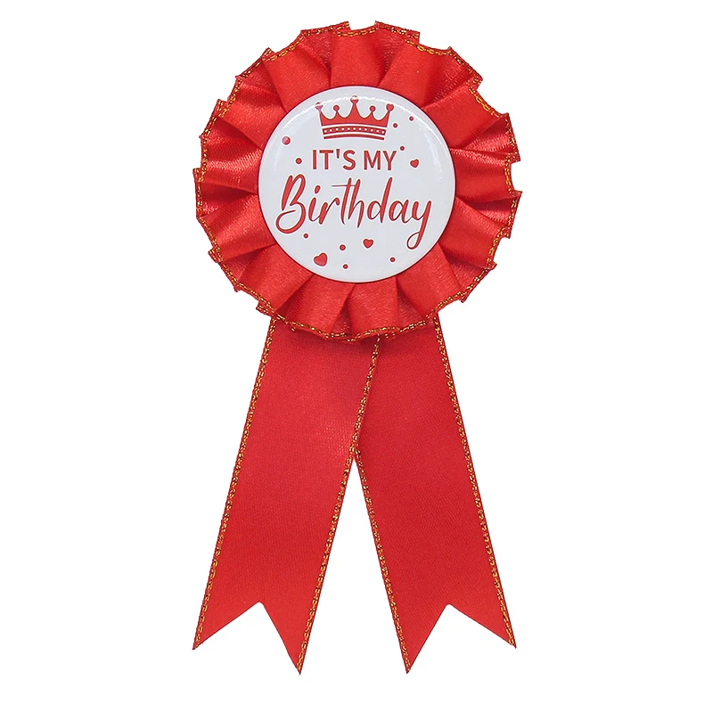 Children’s Birthday Badges  Pins – Unisex for Boys & Girls, Satin Material, Birthday Party Decorations