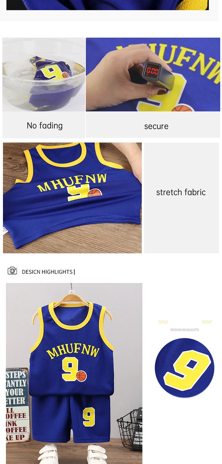 Set di abbigliamento sportivo da basket per bambini, 2 pezzi