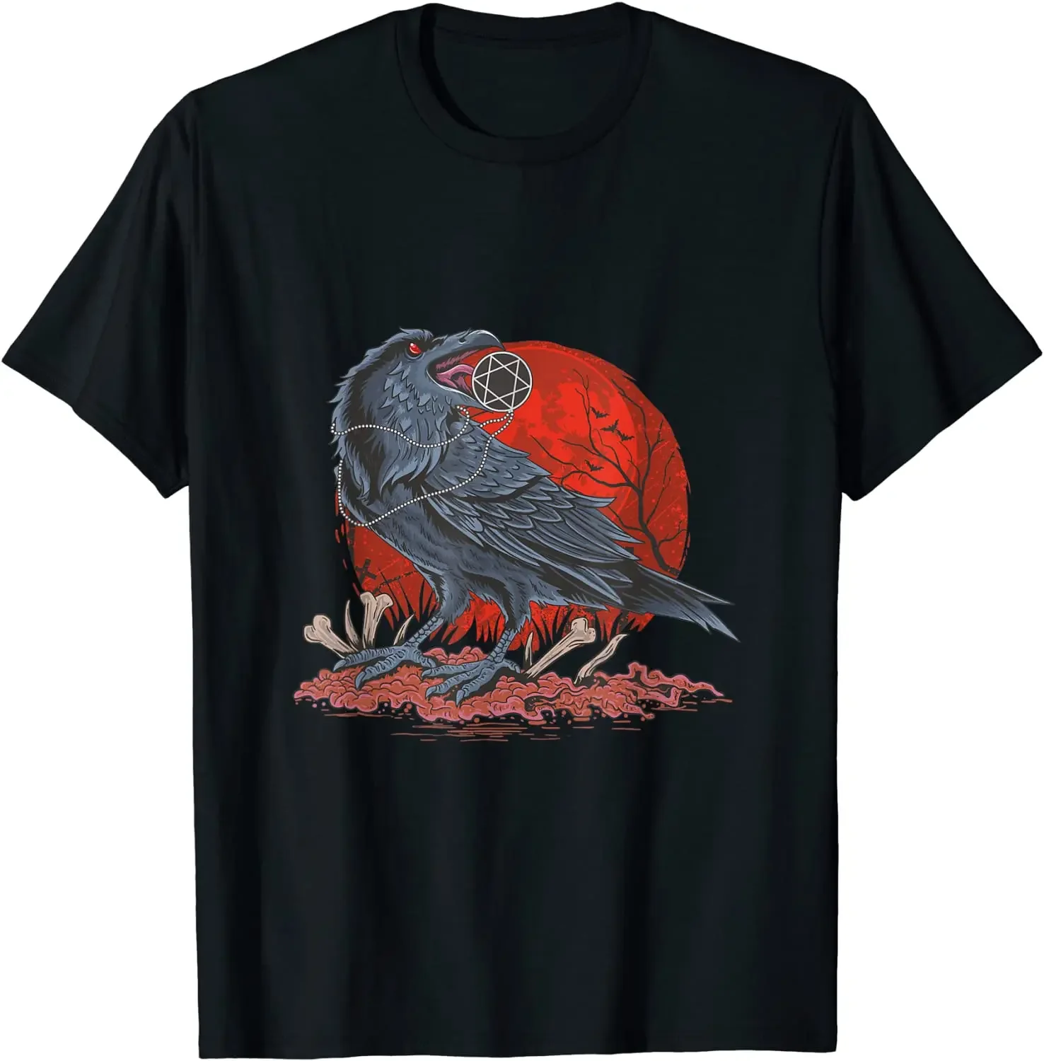 Raven Skull Munin Valhalla Odin Thor Germane Wolf T-Shirt Short Sleeve Casual 100% Cotton O-Neck Summer Tees