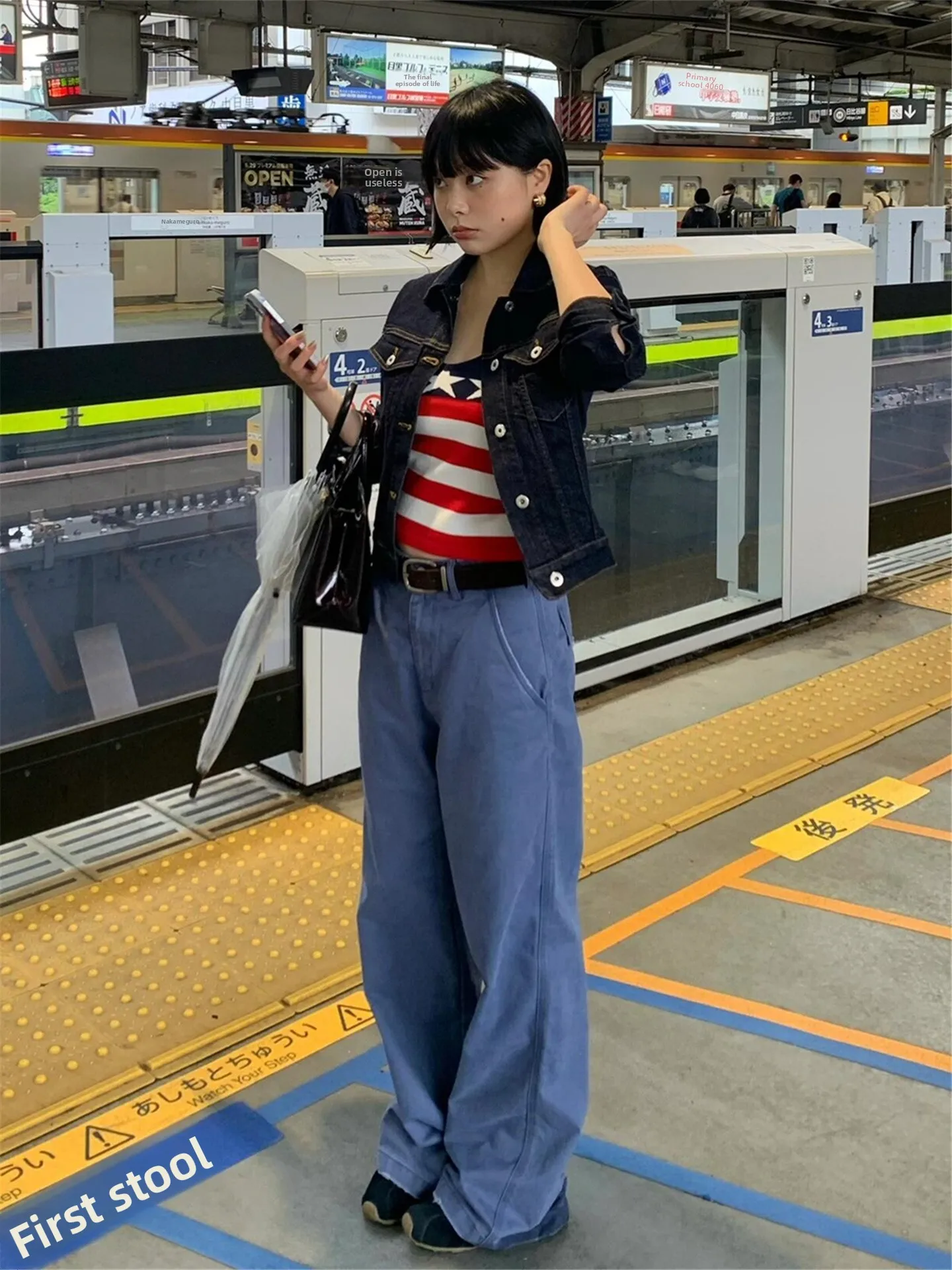 

High Waist Straight Leg Workwear Jeans Women's Spring Autumn Long Tall Extended Wide Leg Casual Trousers Blue Cotton Casual P...