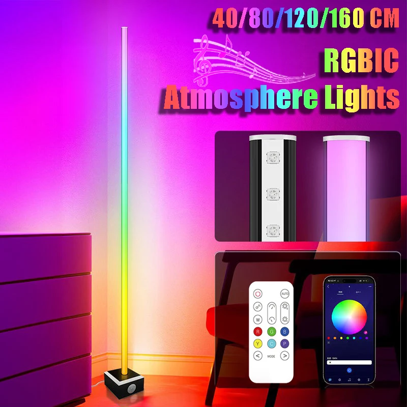 

LED Atmosphere Light RGBIC Corner Floor Lamp APP Control Pickup Sound Lights for Bedroom Living Room Party Decorations Lighting