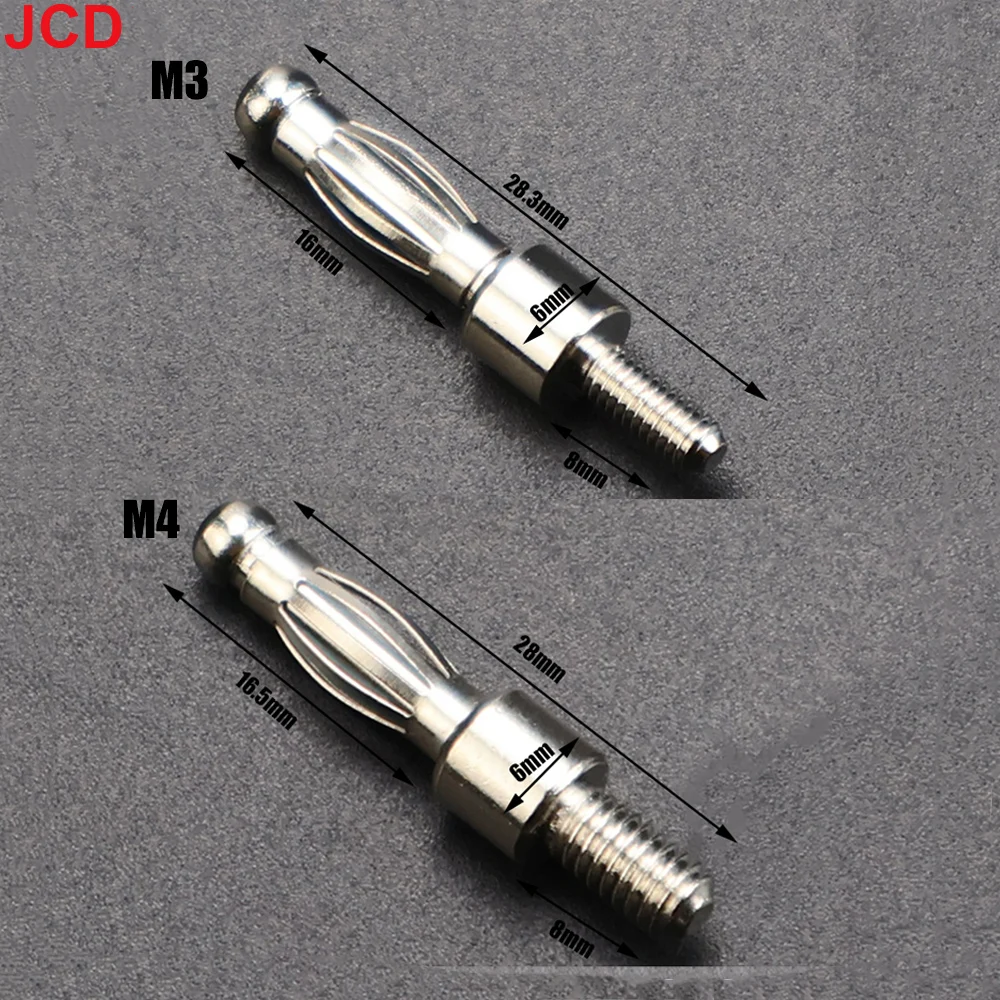 JCD 10pcs Male Plug Jig 4MM Banana Plug With Screw Teeth M3/M4 Threaded Pressure Rod Head Welded Lantern Plug Fixture Accessory