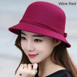 Ladies Elegant Fisherman Cap Autumn Winter Warm Hat Women Vintage Retro Hat Church Bowler Cloche Hats Wool Felt Bucket Cap