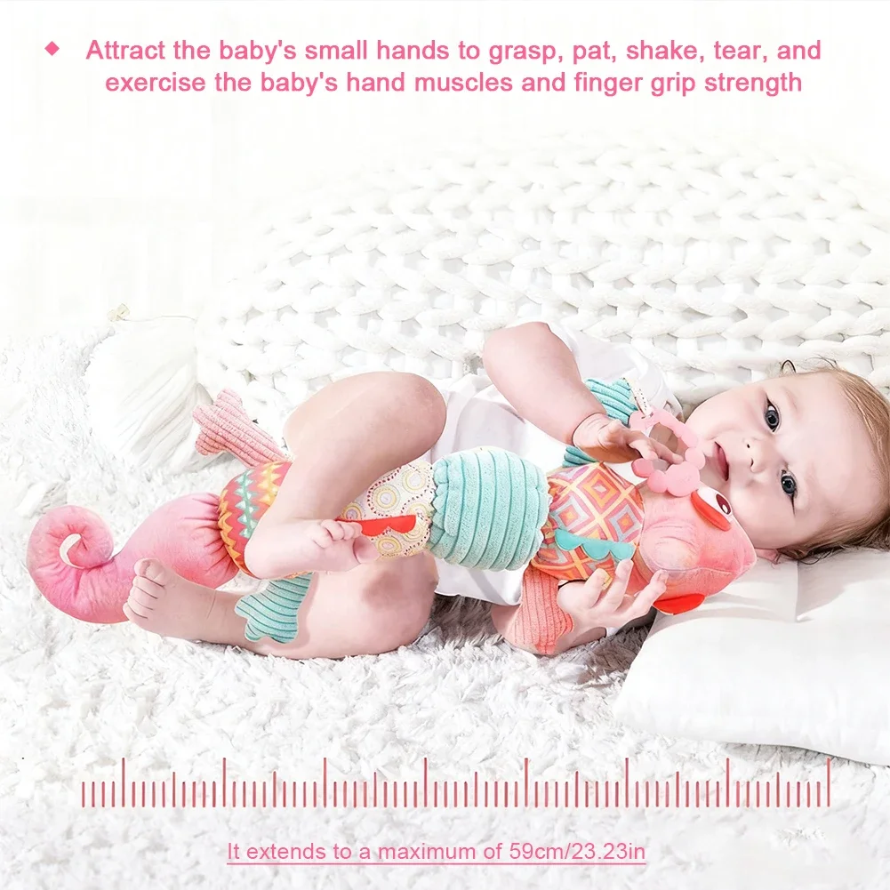 아기 딸랑이 뮤지컬 카멜레온 부드러운 유아 플러시 장난감 교육용 인터랙티브 감각 장난감 신생아 유아 선물