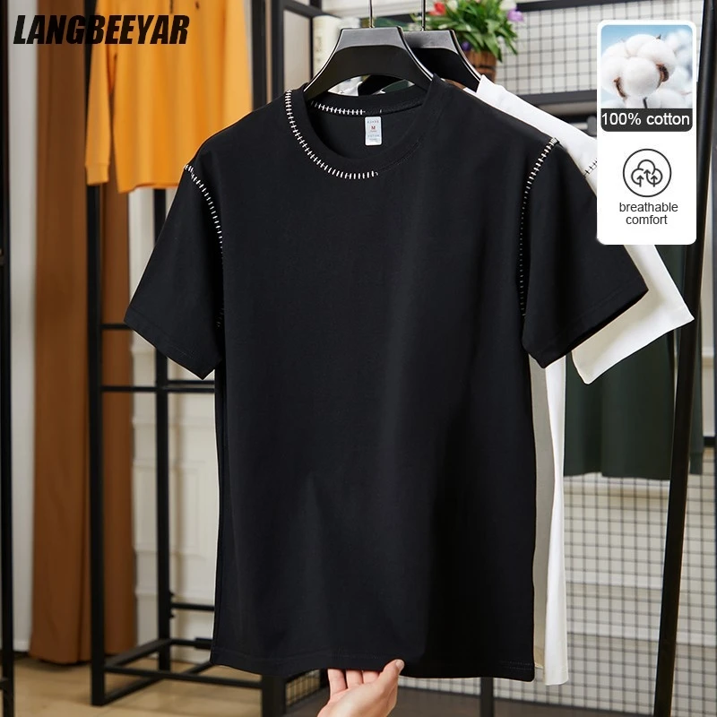 

Top Grade 100 % Heavy Long-staple Cotton Summer New Brand Tops t Shirts Men 2025 Short Sleeve Casual Classic Fashion Men Clothes