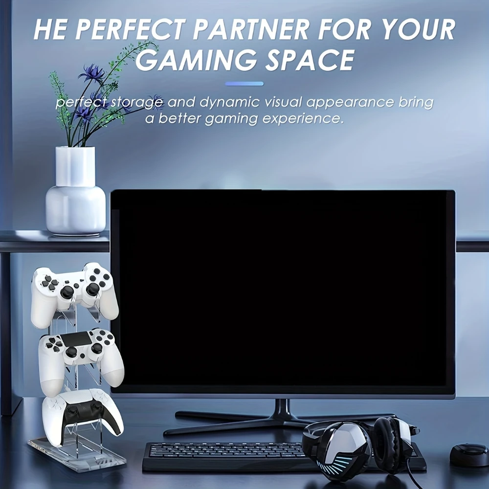 Stazione di gioco a 3 strati - Spaziosa archiviazione per cuffie controller PS5 e PS4 - Supporto controller universale e supporto per cuffie