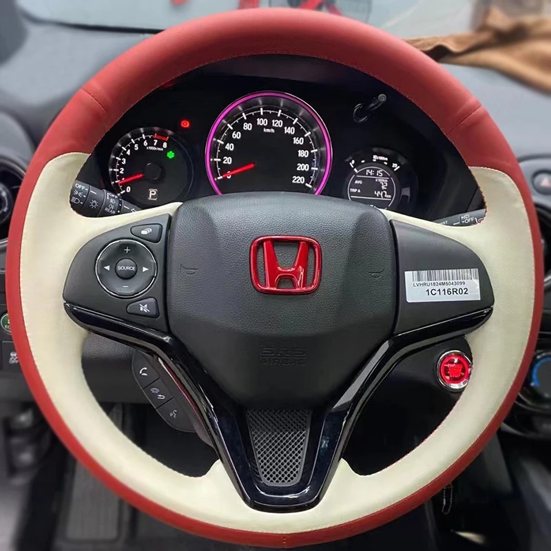 

For Honda Fit Jazz 2014 Manual Sewing Car Steering Wheel Covers Customized DIY Non-slip Artificial Leather Car Interior