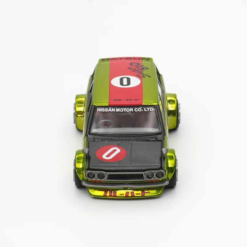 KHMG 510 Datsun 1:64 Wagon 0G FLO GEEL Te Openen Kap 164 Diecast Auto Model Kaido Huis MINIGT